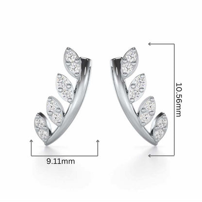 Royal Remembrance Silver Stud Earrings - White Gold - Image 2