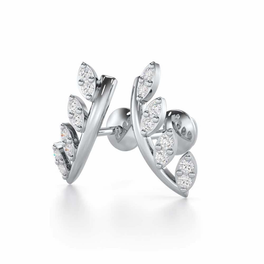 Royal Remembrance Silver Stud Earrings - White Gold - Image 3