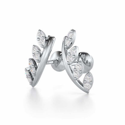 Royal Remembrance Silver Stud Earrings - White Gold - Image 3