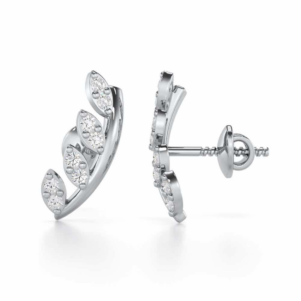 Royal Remembrance Silver Stud Earrings - White Gold - Image 4