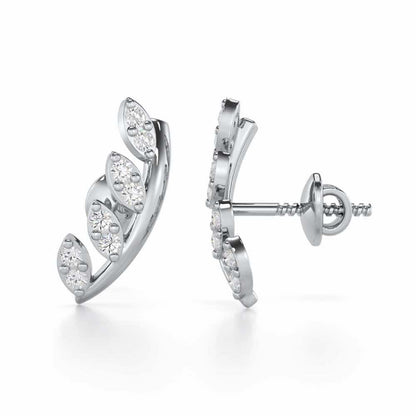 Royal Remembrance Silver Stud Earrings - White Gold - Image 4