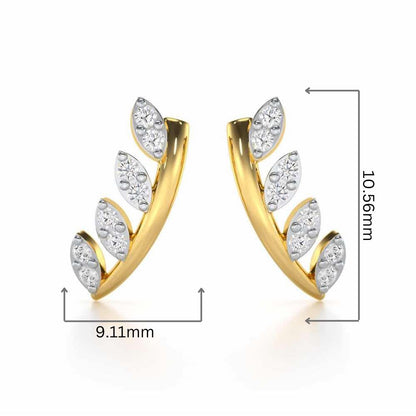 Royal Remembrance Silver Stud Earrings - Yellow Gold - Image 2