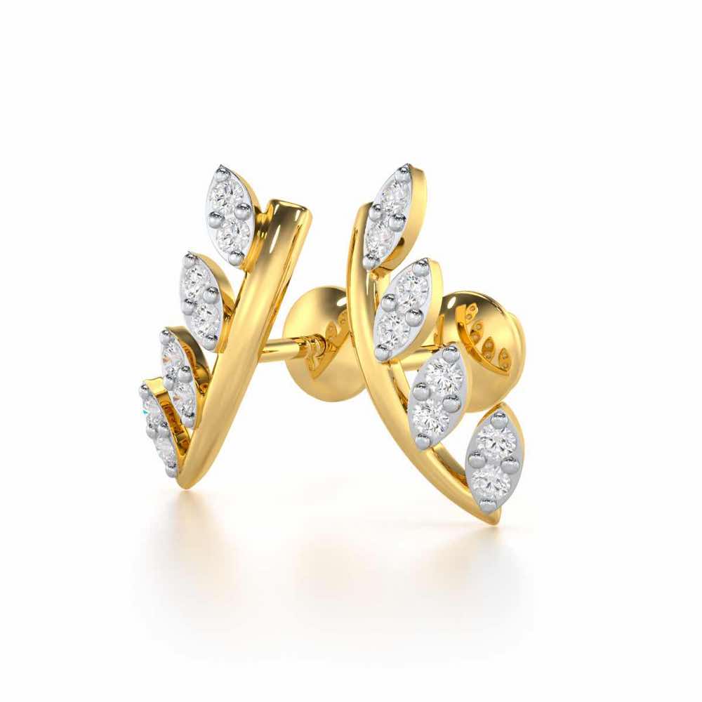 Royal Remembrance Silver Stud Earrings - Yellow Gold - Image 3