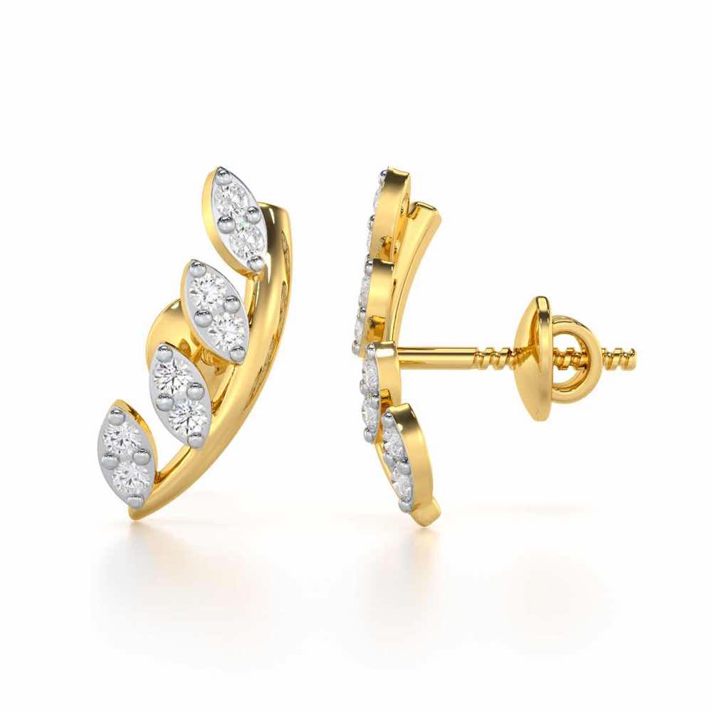 Royal Remembrance Silver Stud Earrings - Yellow Gold - Image 4