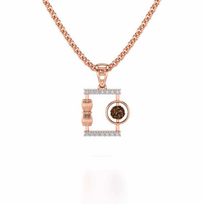 Rudraksh Silver Pendant - Rose Gold - Image 1