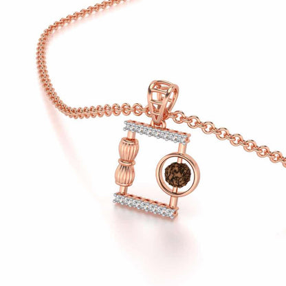 Rudraksh Silver Pendant - Rose Gold - Image 2