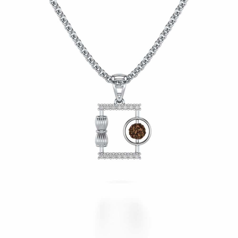 Rudraksh Silver Pendant - White Gold - Image 1