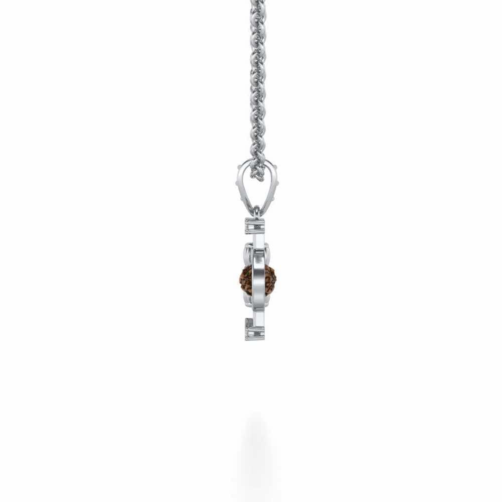 Rudraksh Silver Pendant - White Gold - Image 3