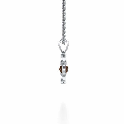 Rudraksh Silver Pendant - White Gold - Image 3