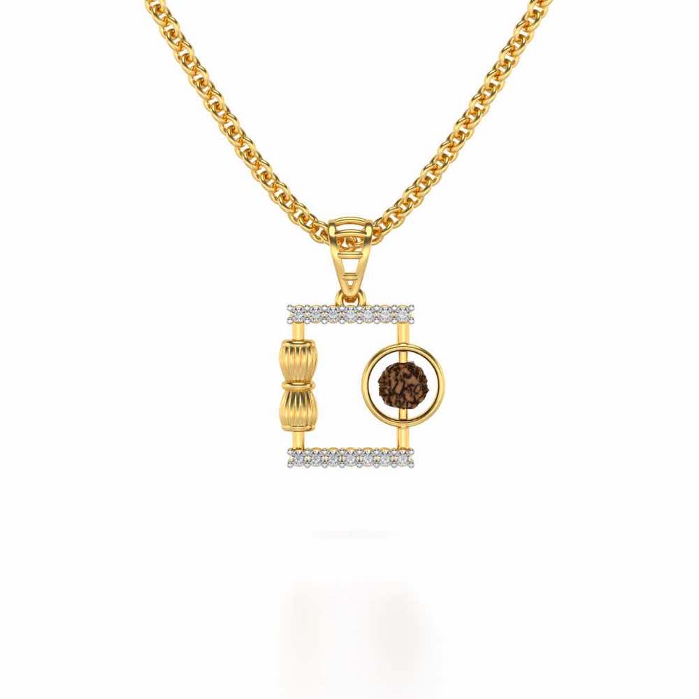 Rudraksh Silver Pendant - Yellow Gold - Image 1