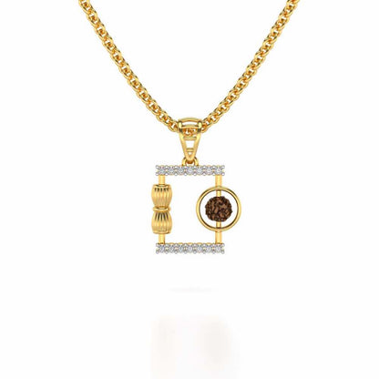 Rudraksh Silver Pendant - Yellow Gold - Image 1