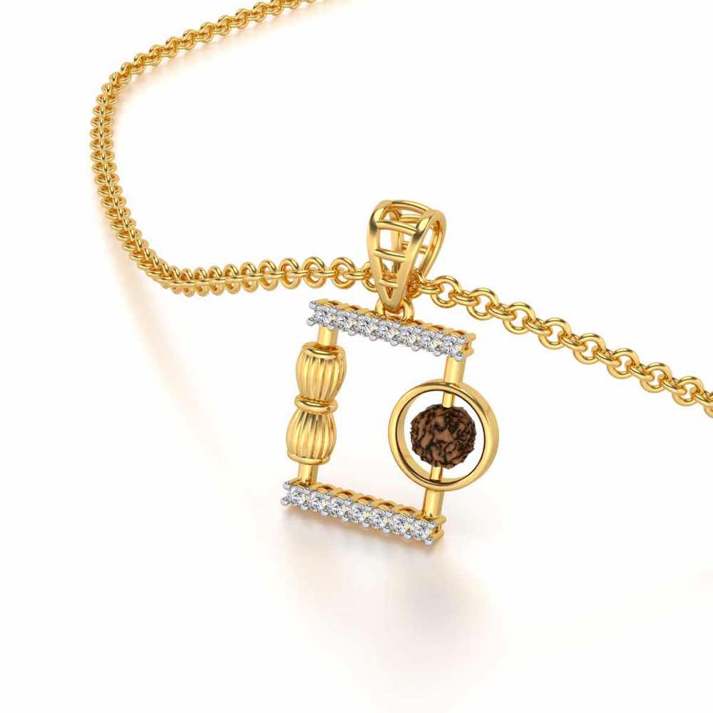 Rudraksh Silver Pendant - Yellow Gold - Image 2