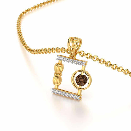 Rudraksh Silver Pendant - Yellow Gold - Image 2