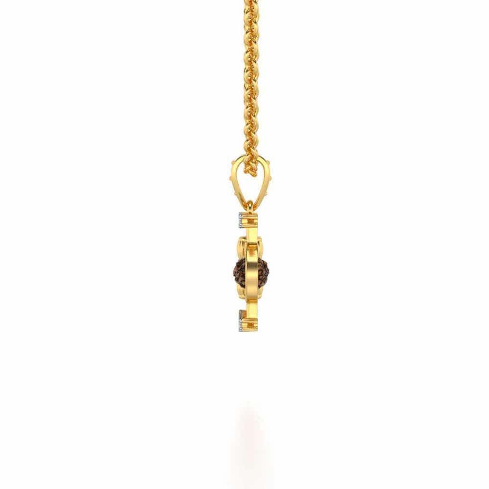 Rudraksh Silver Pendant - Yellow Gold - Image 3