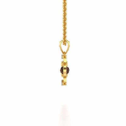 Rudraksh Silver Pendant - Yellow Gold - Image 3
