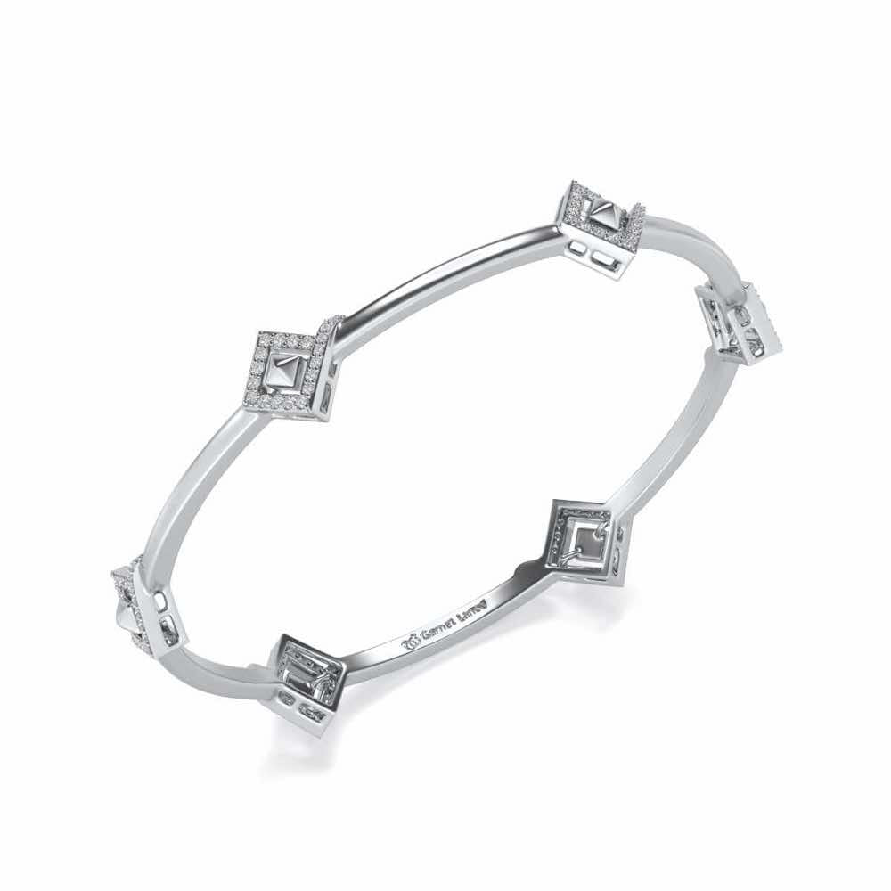 Rumba Hold Silver Bangles - White Gold - Image 1