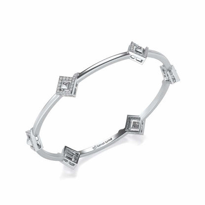 Rumba Hold Silver Bangles - White Gold - Image 1