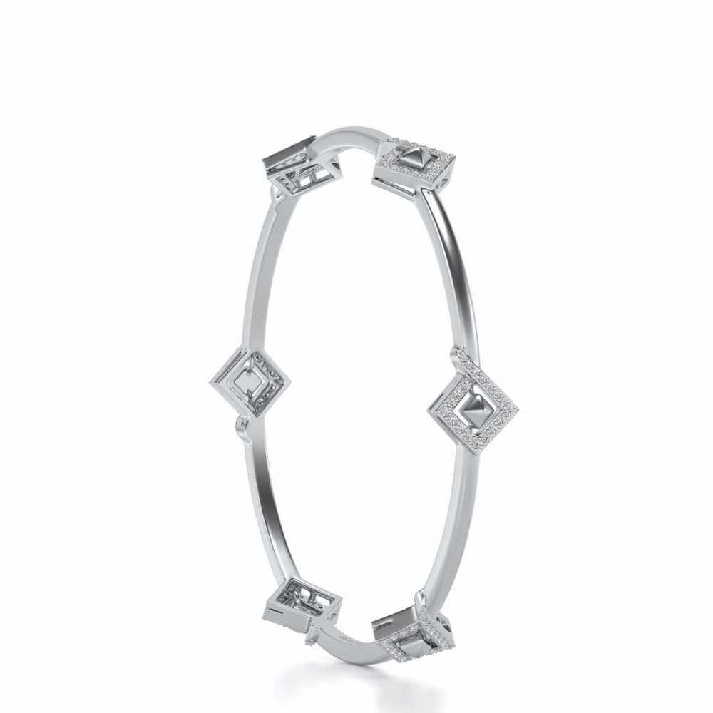 Rumba Hold Silver Bangles - White Gold - Image 3
