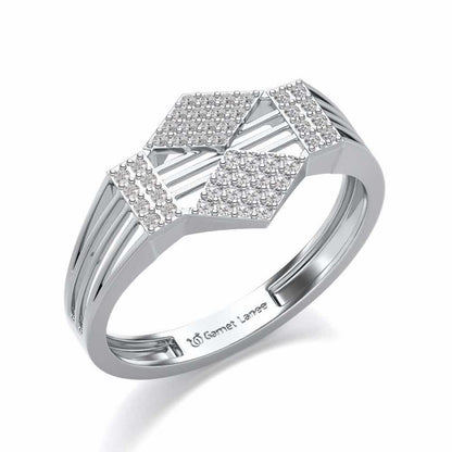 Rumba Silver Ring For Men - White Gold - Image 1