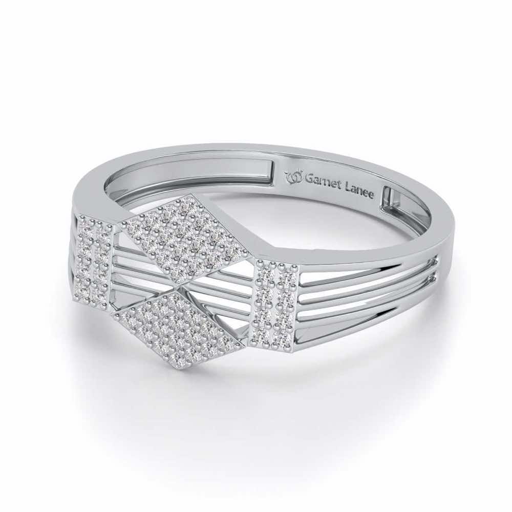 Rumba Silver Ring For Men - White Gold - Image 2