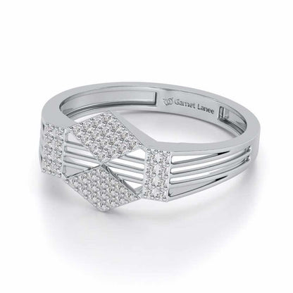 Rumba Silver Ring For Men - White Gold - Image 2