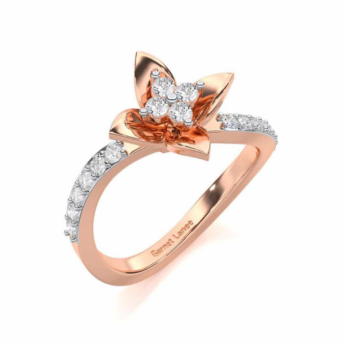 Rustic Bloom Silver Ring - Rose Gold - Image 1