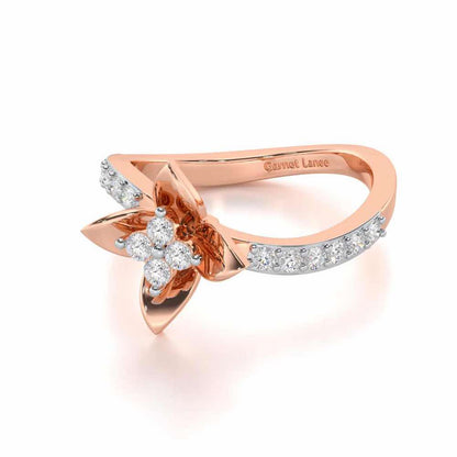 Rustic Bloom Silver Ring - Rose Gold - Image 2
