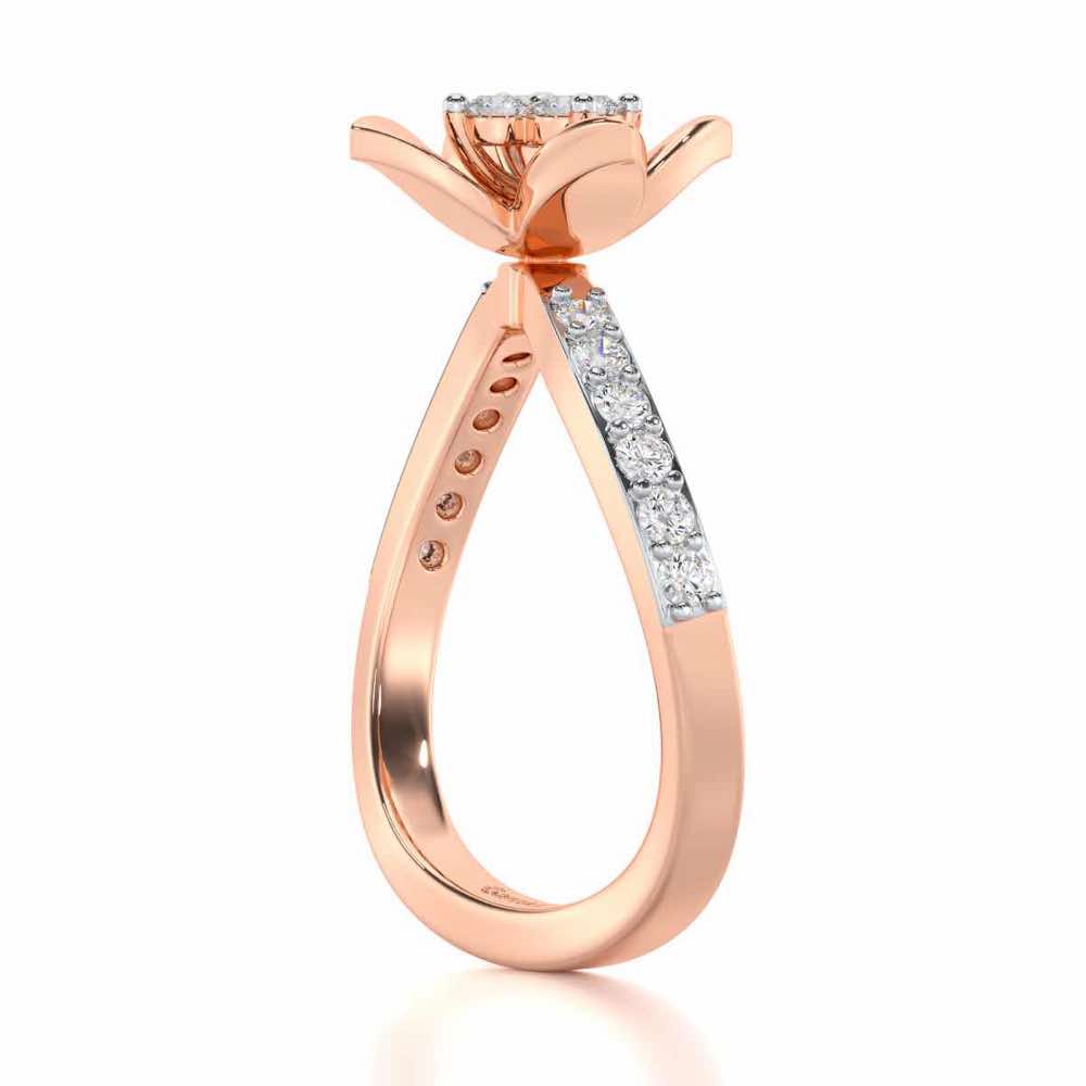 Rustic Bloom Silver Ring - Rose Gold - Image 3