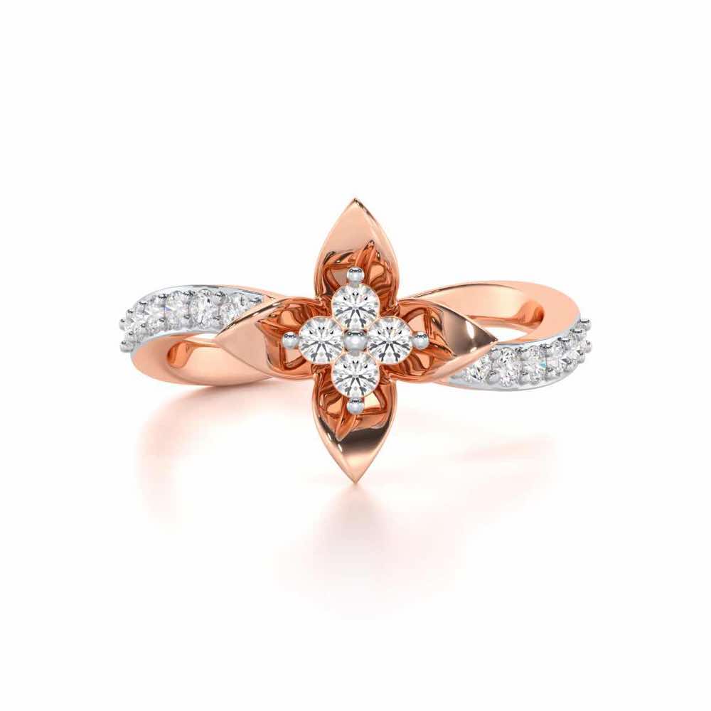 Rustic Bloom Silver Ring - Rose Gold - Image 4
