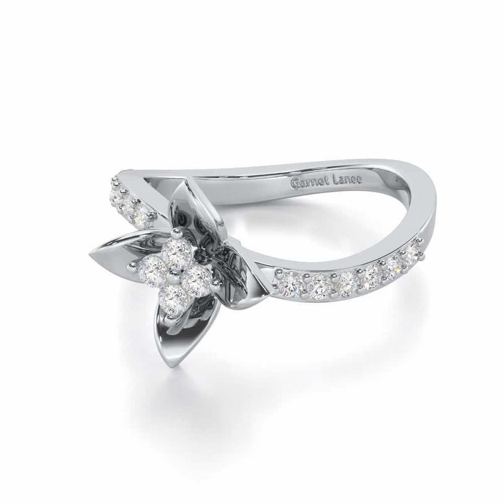 Rustic Bloom Silver Ring - White Gold - Image 2