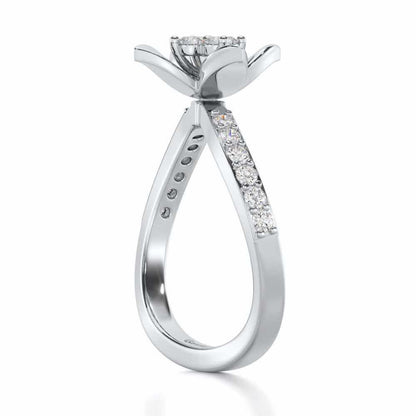 Rustic Bloom Silver Ring - White Gold - Image 3