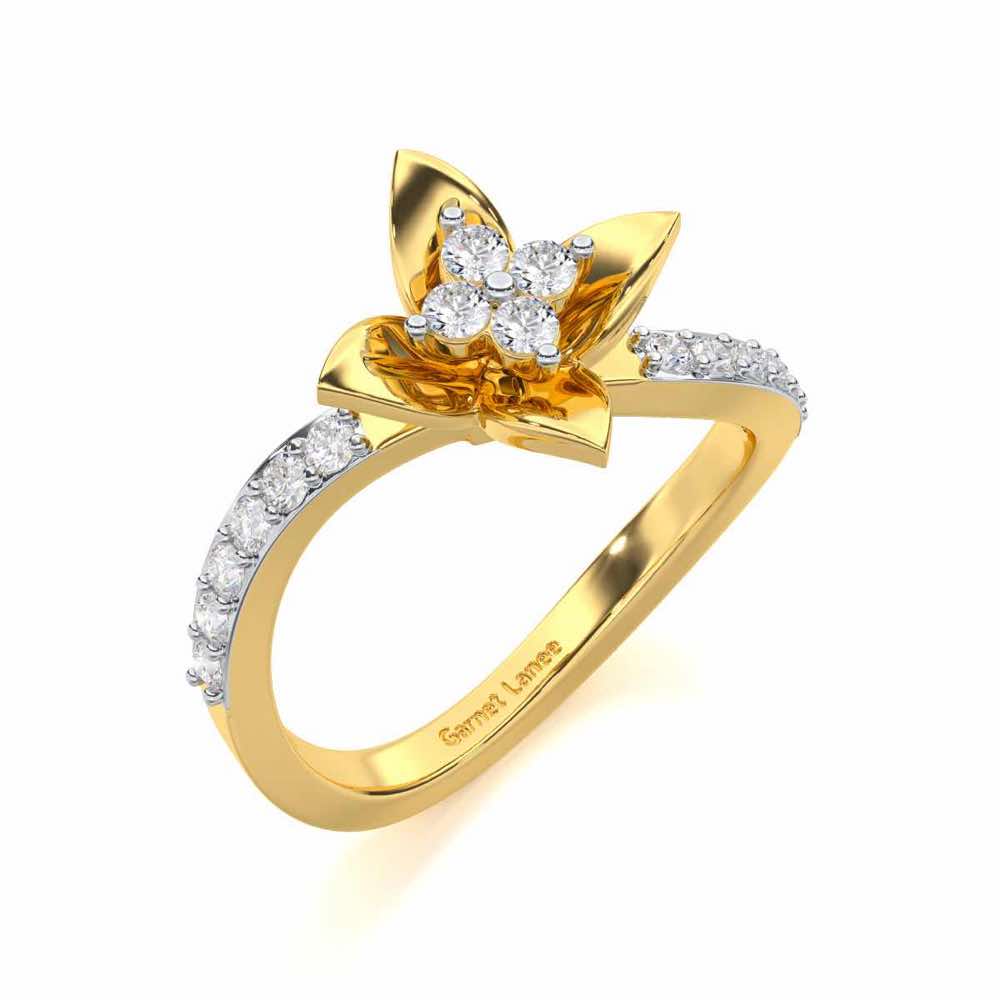 Rustic Bloom Silver Ring - Yellow Gold - Image 1