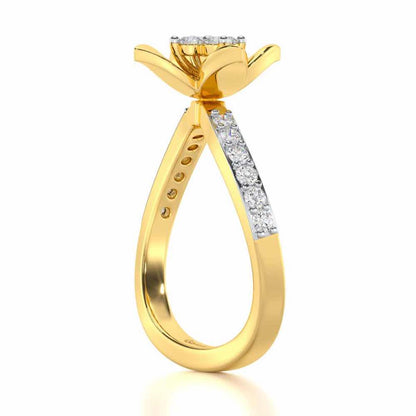Rustic Bloom Silver Ring - Yellow Gold - Image 3