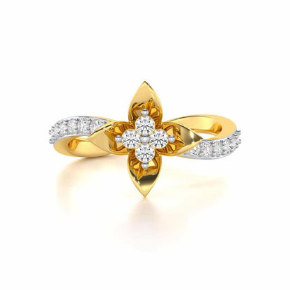 Rustic Bloom Silver Ring - Yellow Gold - Image 4