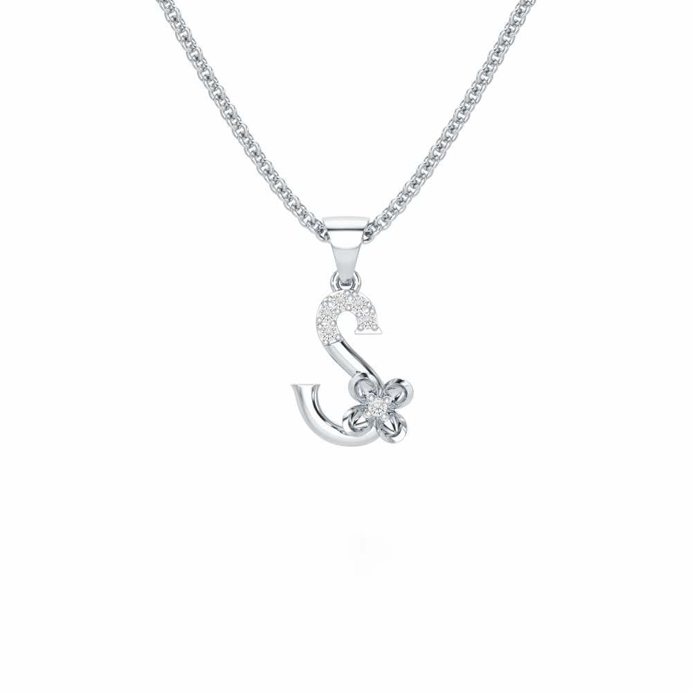 S-Glint Silver Pendant - White Gold - Image 1