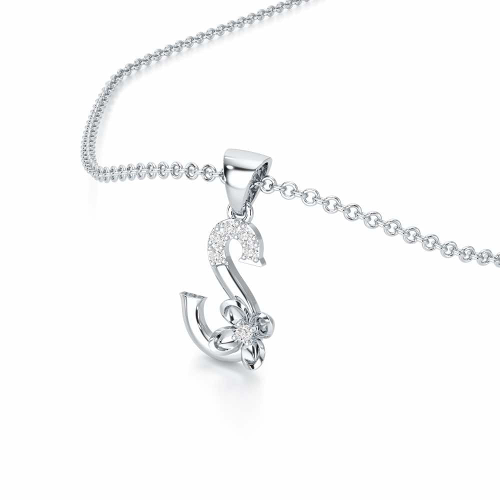 S-Glint Silver Pendant - White Gold - Image 2