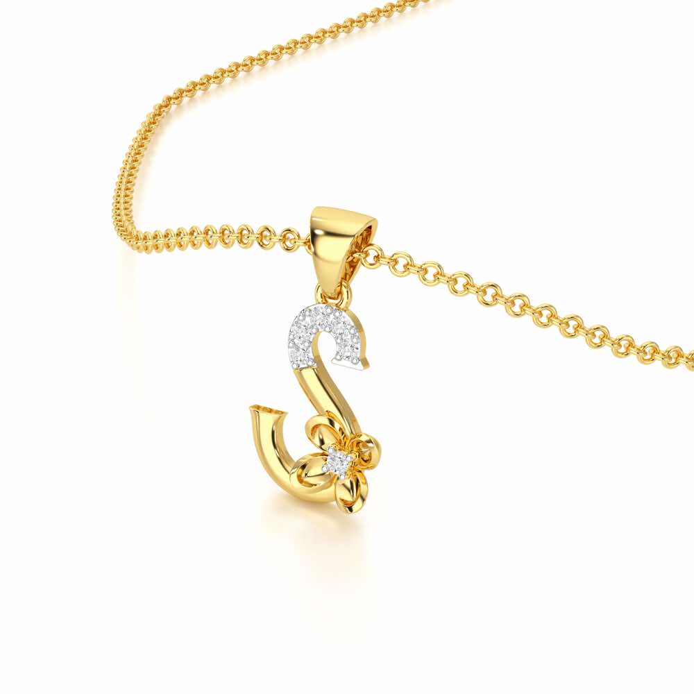 S-Glint Silver Pendant - Yellow Gold - Image 2