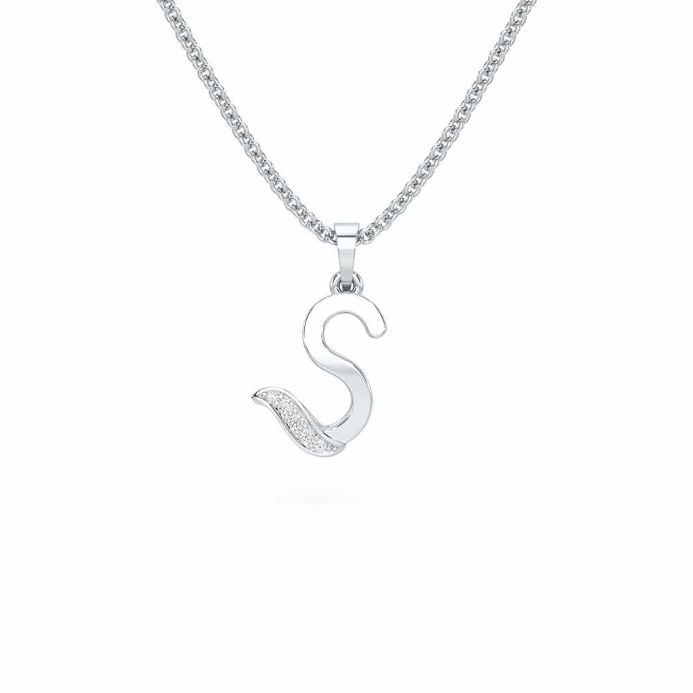 S-Spark Silver Pendant - White Gold - Image 1