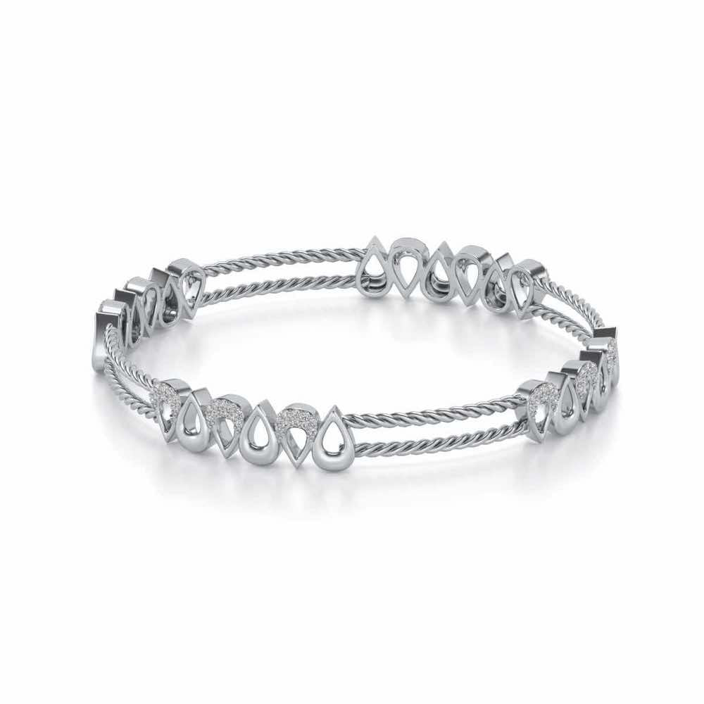 Saath Silver Bangles - White Gold - Image 2