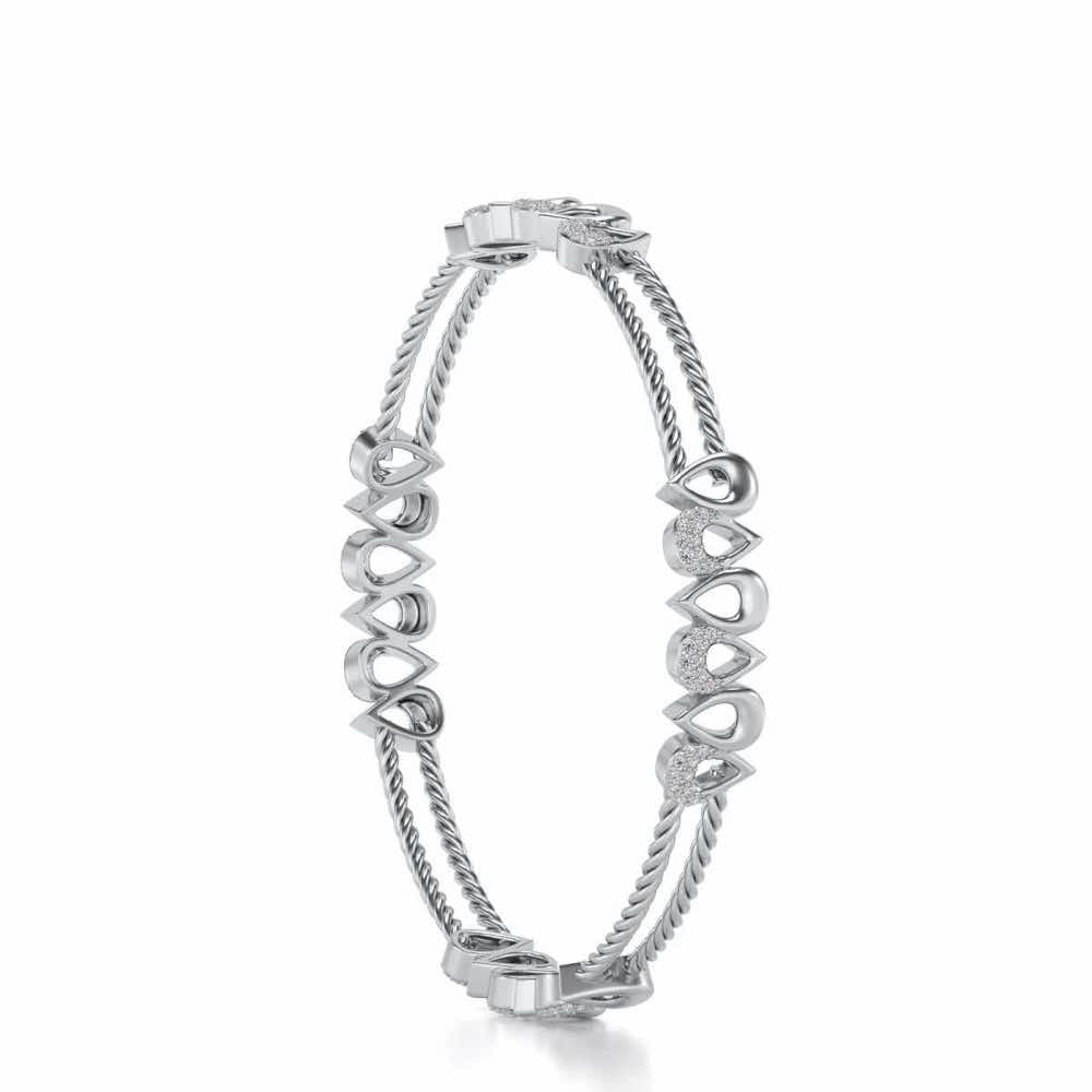 Saath Silver Bangles - White Gold - Image 3