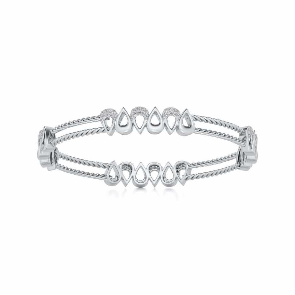 Saath Silver Bangles - White Gold - Image 4