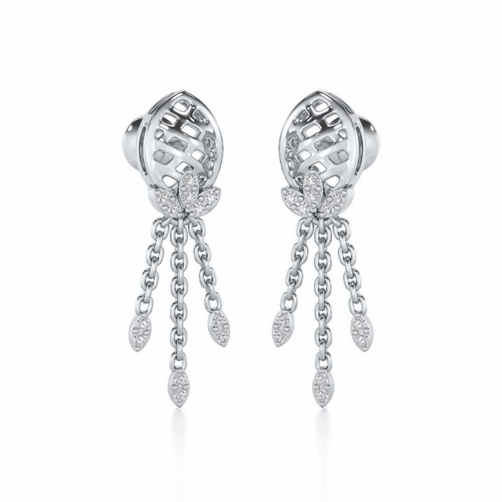 Sacred Silver Dangler Earrings - White Gold - Image 2