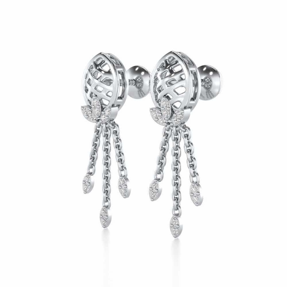 Sacred Silver Dangler Earrings - White Gold - Image 3