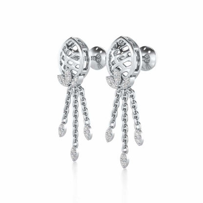 Sacred Silver Dangler Earrings - White Gold - Image 3