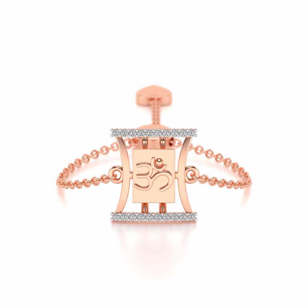 Sacred Om Adjustable Silver Ring - Rose Gold - Image 1