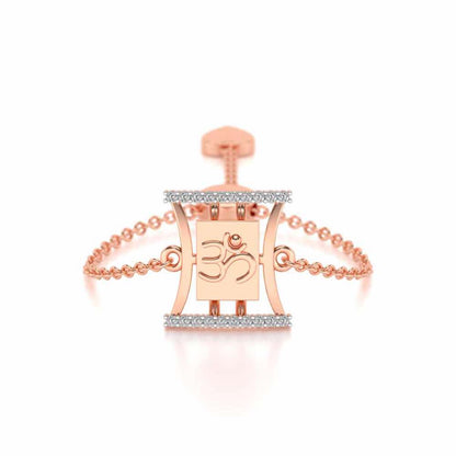 Sacred Om Adjustable Silver Ring - Rose Gold - Image 1
