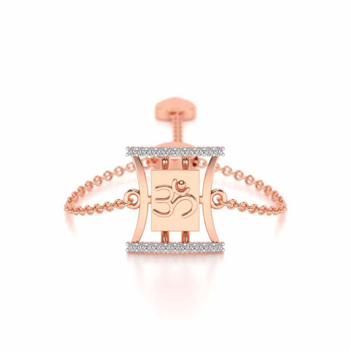 Sacred Om Adjustable Silver Ring - Rose Gold - Image 1