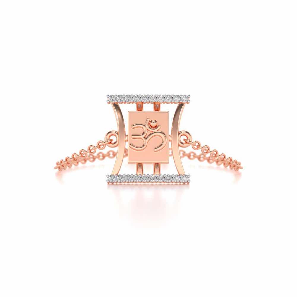 Sacred Om Adjustable Silver Ring - Rose Gold - Image 4