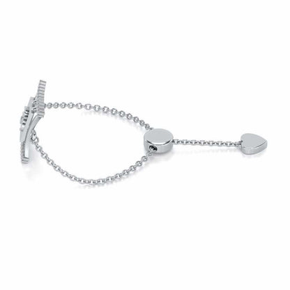 Sacred Om Adjustable Silver Ring - White Gold - Image 2