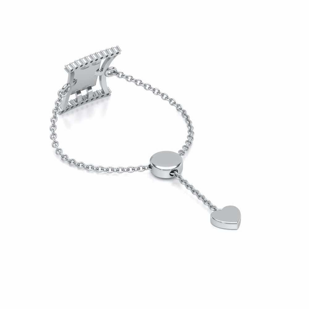 Sacred Om Adjustable Silver Ring - White Gold - Image 3